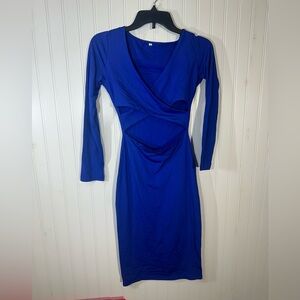 Cute Long Sleeve Cutout Cut Out Dress Small S Blue